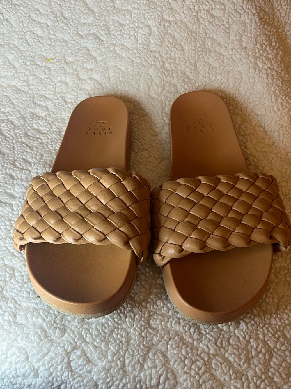 Billabong Tan Woven Slide Sandals Women’s Size 8 Braided Strap Flats - Picture 4 of 8